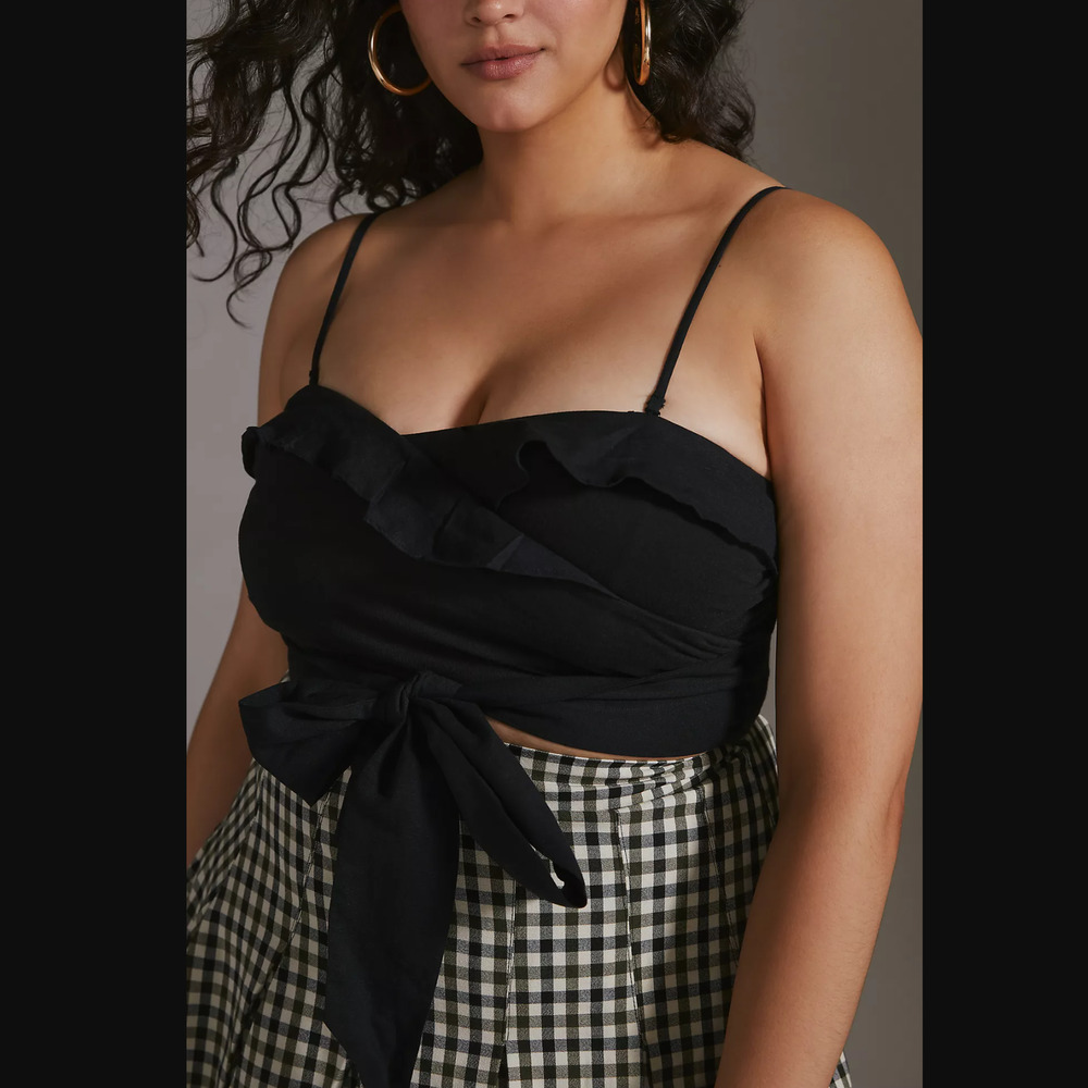 Anthropologie Ruffled Tie-Front Tube Top-Size Medium - NEW